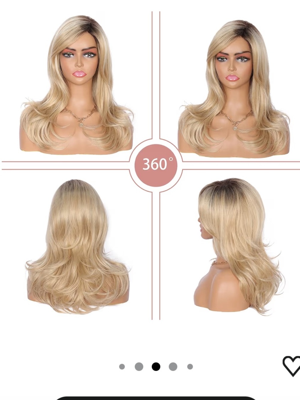 Kalyss 100% premium synthetic wig NWT ombre long wavy blonde with curtain bang